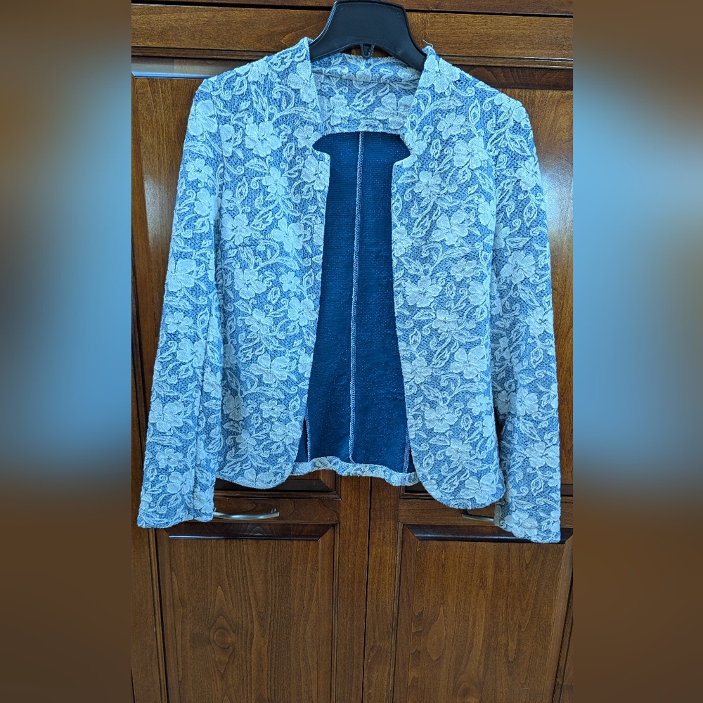 Floral Lace Women's Jacket - Blue